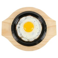 리빙메이트 법랑코팅 무쇠주물 원형 스테이크판 + 원목받침 세트, 혼합색상, 1세트