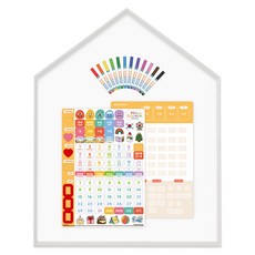 맘스보드 레브 하우스 보드 + 뉴 캘린더 + 미니팝 12색 마카 세트, 페일화이트(프레임), 밀키화이트(보드), 혼합색상(뉴캘린더  미니팝 보드마카), 1세트