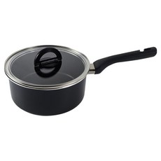 OSBEL 電磁爐用 Mainz 單柄鍋 18cm + 平面玻璃鍋蓋組, 黑色, 1套