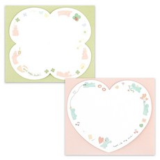 DASH&DOT Little Moment 留言卡 2款組合, Kitty 愛心, 兔子幸運草, 1套