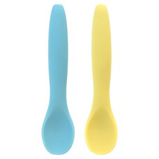 쑥쑥 실리콘 이유식 스푼 2종 세트, 스카이, 레몬, 1세트
