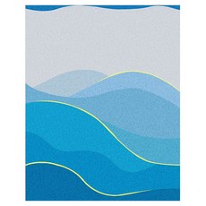 코다치프 PVC 정전식 창호 컬러 사생활 노출 방지 불투명 화장실 욕실 유리 스티커 90cm x 1m, 블루웨이브, 1개