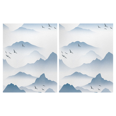 Kodachief PVC靜電式窗戶彩色隱私防窺不透明廁所浴室玻璃貼紙 70cm x 1m, 鶴與山, 2個