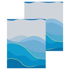 코다치프 PVC 정전식 창호 컬러 사생활 노출 방지 불투명 화장실 욕실 유리 스티커 50cm x 1m, 블루웨이브, 2개