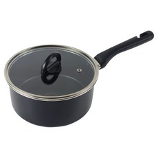 OSBEL 電磁爐用 Mainz 單柄鍋 20cm + 平面玻璃鍋蓋組, 黑色, 1套