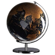 Mungudam 文青風居家裝飾旋轉世界地圖地球儀 20cm, 05 黑金色