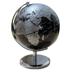 Mungudam 文青風居家裝飾旋轉世界地圖地球儀 14cm, 02 黑銀色