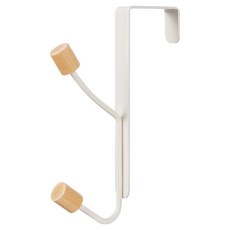 Ttabongoppa 簡約木質免鑽孔雙掛鉤門用多功能掛架 17 x 4.5 cm JNHA2271, 白色, 1個
