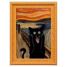 Anuro 名畫風格貓咪冰箱磁鐵相框 SCE043, A