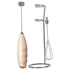 플러스이홈 전동 우유거품기 더블헤드 스텐드, 베이지, FH-NPQ