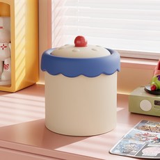 뉴토피아 뚜껑있는 귀여운 미니 책상 쓰레기통, 밀크 화이트
