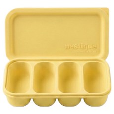 네스틱 토핑 이유식 큐브 용기 모듈플레이트 4구, 바나나옐로우, 1개, 200ml