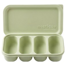 nestique 配料副食品分裝盒 模組託盤 4格, 夜光綠, 1個, 200ml