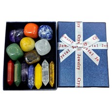 Mungudam 療癒水晶擺件 能量能量石 14件組 含容器, 混合色