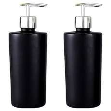 Makuwaku 簡約現代多用途按壓式分裝瓶 450ml HTR049, 黑色, 2個