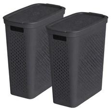 올유리빙 롱슬림 빨래바구니 34L x 2p, 진그레이
