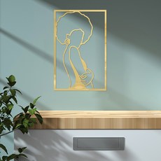 EVE SELLER 홈인테리어 추상 인물화 라인아트 벽지 10, 골드