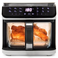 재원전자 유리 에어프라이어 5.5L, 블랙 + 실버, JAF1002D
