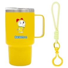 주니 도라에몽 미니 스테인리스 텀블러 120ml + 스트랩 세트, 옐로우, 1세트