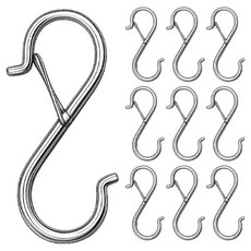 주식회사아텍스 잠금형 스텐 S자 고리, 실버, 10개