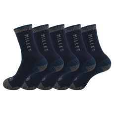 MILLET 男款毛圈中筒登山襪5雙組 C, 海軍藍, 1套