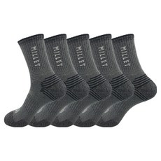 밀레 남성용 파일 크루 등산 양말 5족 세트 C, 다크 그레이, 1세트