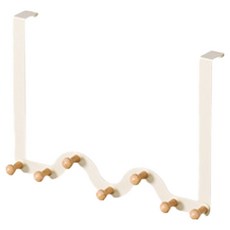 Ttabongoppa 波浪木球免鑽孔門用多用途掛架 7鉤 JNHA2294, 奶油色, 1個