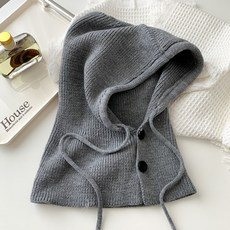 하임픽 고급형 와이드핏 후드 니트 바라클라바, 그레이, 1개