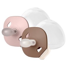 마더케이 유아용 실리콘 폴딩 쪽쪽이 + 케이스 2종 세트, 1단계, 핑크 야광, 브라운, 1세트