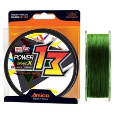 AmiGo Power X13 白帶魚PE線, 軍綠色, 1個
