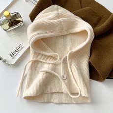 하임픽 고급형 와이드핏 후드 니트 바라클라바, 베이지, 1개