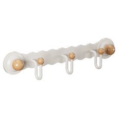 Ttabongoppa 吸盤式現代木質風格門用多功能掛架 3鉤 JNHA2295, 白色, 1個