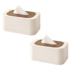 Paradiso 木紋高級室內裝飾面紙盒, 米白色, 2個