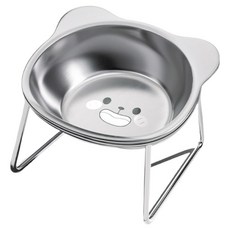 Kodachief 寵物 304不鏽鋼 防碎 簡約 水飯碗 130 x 110 x 115 mm, 微笑2碗, 1個