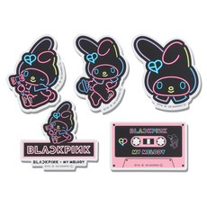 블랙핑크 x 마이멜로디 콜라보레이션 MD 스티커 5종 세트, 네온