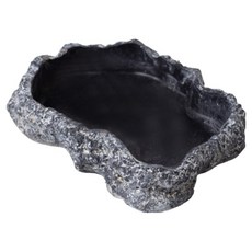 Kodachief 爬蟲類沐浴盆 飲水碗 餵食碗 中型 13 x 18 x 4 cm, 黑色, 1個