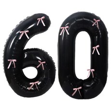 문구담 생일 기념일 이벤트 장식 대형 숫자풍선 60, 블랙, 1개