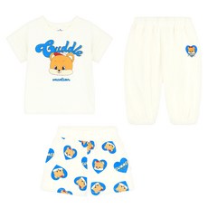 MilkBaby 룰루 하트베어 반팔 티셔츠 + 4부 팬츠 + 조거 팬츠 세트