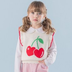 ILoveJ 櫻桃荷葉邊針織背心