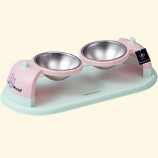 딩동펫 반려동물 파스텔 무드 스텐 더블 보울 식기, 민트, 1개