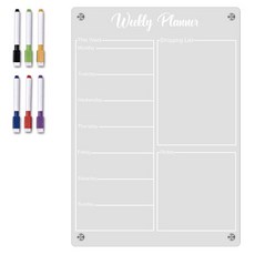 Happy Goods 可黏貼磁性週計畫備忘板 + 備忘板筆 6件組, 壓克力