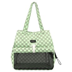 모어펫 반려동물 체크무늬 수납용 이동가방, 03 그린, 1개
