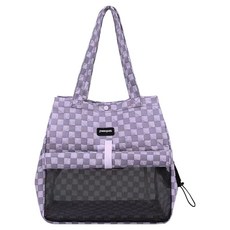 모어펫 반려동물 체크무늬 수납용 이동가방, 02 퍼플, 1개