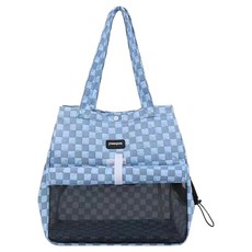 모어펫 반려동물 체크무늬 수납용 이동가방, 01 블루, 1개