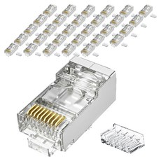 iN NETWORK CAT.6A STP 網路線製作專用插頭 IN-6A50SV, 銀色, 100個, 22.7mm