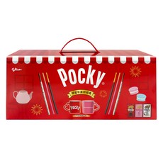 glico 格力高 Pocky 百奇 甜蜜午茶杯禮盒, 巧克力棒 + 草莓棒 3盒 + 牛奶餅乾棒 2盒 + 甜蜜午茶杯, 1組