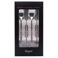 Bogen Lumi格紋餐具2入禮盒組, 紅色, 1套, 湯匙 2p + 筷子 2p