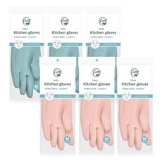 SINCERELY Frog 乳膠舒適橡膠手套 左右手通用 2件組, 灰藍色, 嬰兒粉, 中(M), 3套