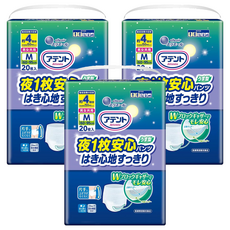 elleair 艾黎艾爾 Attento 愛適多 日本大王 夜晚長時間安心成人紙尿褲 4回吸收, M (60~95cm), 3個, 20片