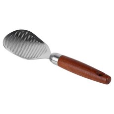 plala 304不鏽鋼木柄掛鉤方形飯勺, 1個, 混合色